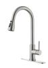 Single Handle High Arc Brushed Nickel Pull Out Kitchen Faucet,Single Level Stainless Steel Kitchen Sink Faucets with Pull Down Sprayer