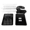 Multifunctional Dual Layers Bowls & Dishes & Chopsticks & Spoons Collection Shelf Dish Drainer Black