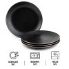 Thyme & Table Dinnerware Black Onyx Stoneware Salad Round Plates, 4 Pack