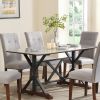 7-piece Modern Dining Table Set, Gray Sintered Stone Dining Table with 6 Tufted Upholstered Chairs, 63-inch Rectangle Dining Table for Dining Room