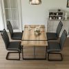 55 " rural industrial rectangular MDF wood dining table set and PU armless dining chair set 4