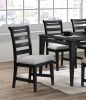 Black Color 6pc Dining Set Table And 4x Side Chairs 1x Bench Upholstered Fabric Cushion Seats Solid wood Dining Room Furniture