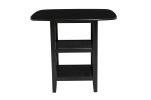 Black Finish 5pc Counter Height Set Dining Counter Height Table with Lower Shelves and 4x Chairs Set Faux Leather Upholstered Kitchen Dining Furniture