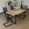 55 " rural industrial rectangular MDF wood dining table set and PU armless dining chair set 4