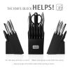 Hecef 15-Piece Kitchen Knife Set with Block, Razor Sharp Japanese Damascus Pattern Professional Chef Knife Set